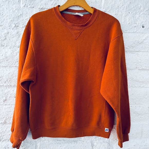 Vintage Russell Athletic Orange Pullover Crewneck Sweatshirt Mens M - Picture 5 of 6